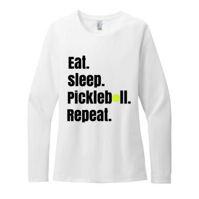 Eat Sleep Pickleball Repeat Funny Pickleball Quote Pickleball Text Womens CVC Long Sleeve Shirt