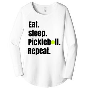 Eat Sleep Pickleball Repeat Funny Pickleball Quote Pickleball Text Women's Perfect Tri Tunic Long Sleeve Shirt