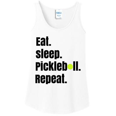 Eat Sleep Pickleball Repeat Funny Pickleball Quote Pickleball Text Ladies Essential Tank