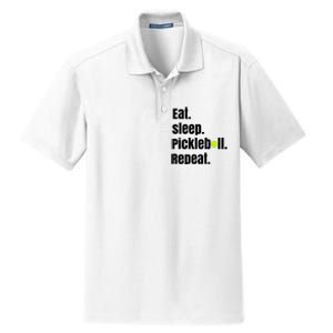 Eat Sleep Pickleball Repeat Funny Pickleball Quote Pickleball Text Dry Zone Grid Polo