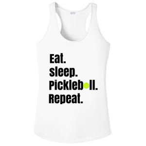 Eat Sleep Pickleball Repeat Funny Pickleball Quote Pickleball Text Ladies PosiCharge Competitor Racerback Tank