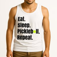 Eat Sleep Pickleball Repeat Funny Pickleball Quote Pickleball Text Tank Top
