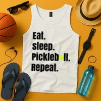 Eat Sleep Pickleball Repeat Funny Pickleball Quote Pickleball Text Tank Top