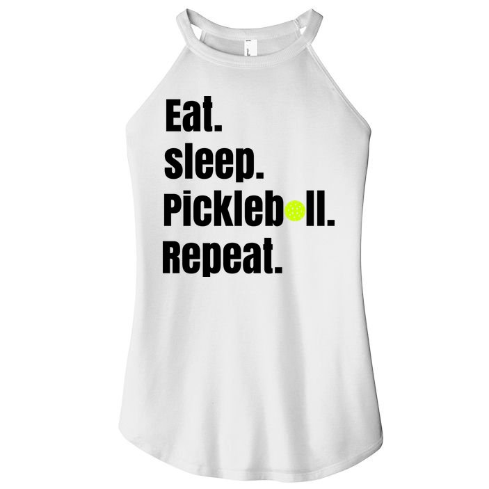 Eat Sleep Pickleball Repeat Funny Pickleball Quote Pickleball Text Women's Perfect Tri Rocker Tank