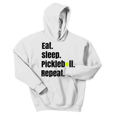 Eat Sleep Pickleball Repeat Funny Pickleball Quote Pickleball Text Kids Hoodie