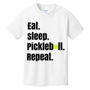 Eat Sleep Pickleball Repeat Funny Pickleball Quote Pickleball Text Kids T-Shirt