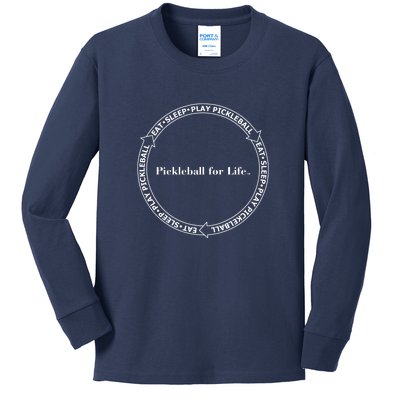 Eat Sleep Pickleball | Fun Pickleball | Pickleball For Life | Circle Kids Long Sleeve Shirt