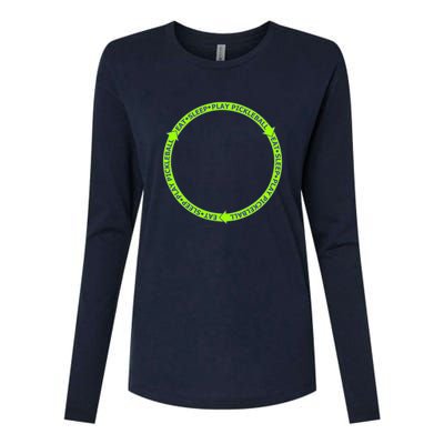 Eat Sleep Pickleball Circle Neon | Fun Pickleball Womens Cotton Relaxed Long Sleeve T-Shirt