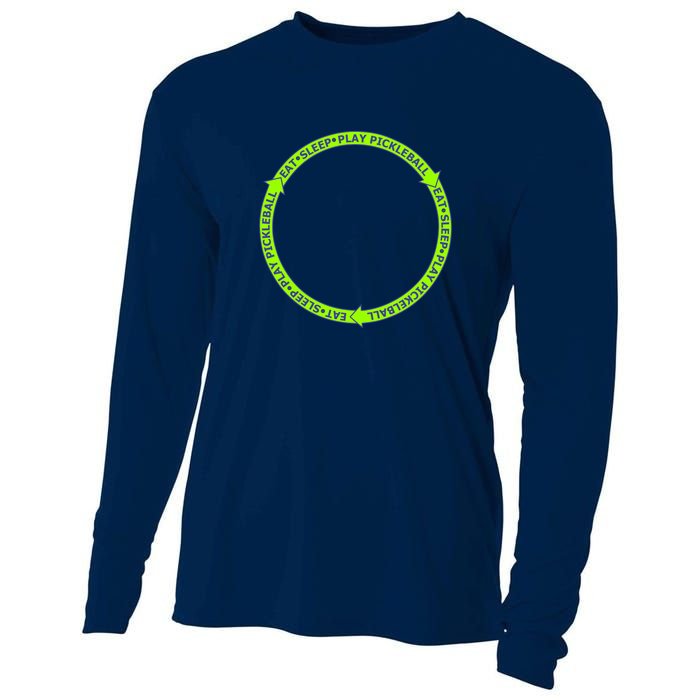 Eat Sleep Pickleball Circle Neon | Fun Pickleball Cooling Performance Long Sleeve Crew