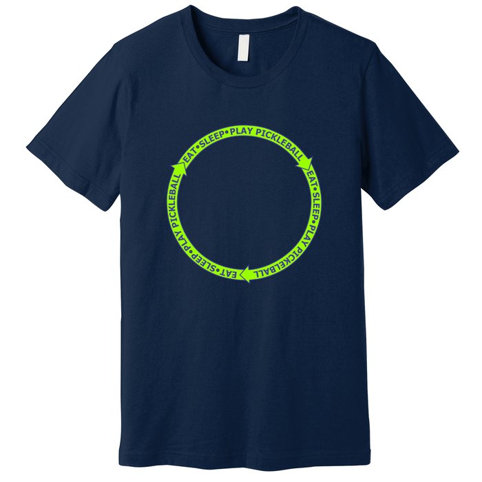 Eat Sleep Pickleball Circle Neon | Fun Pickleball Premium T-Shirt