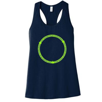 Eat Sleep Pickleball Circle Neon | Fun Pickleball Women's Racerback Tank