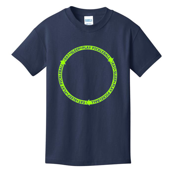 Eat Sleep Pickleball Circle Neon | Fun Pickleball Kids T-Shirt