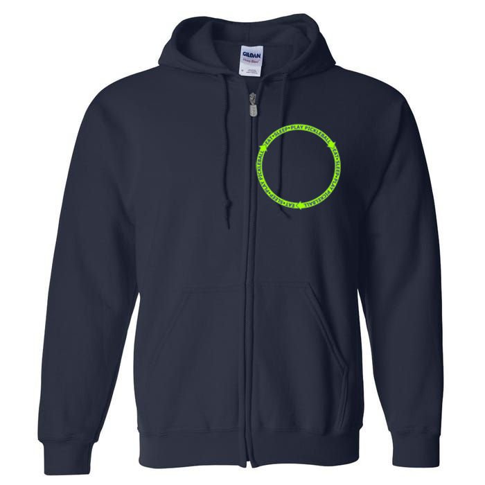 Eat Sleep Pickleball Circle Neon | Fun Pickleball Full Zip Hoodie