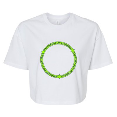 Eat Sleep Pickleball Circle Neon | Fun Pickleball Bella+Canvas Jersey Crop Tee