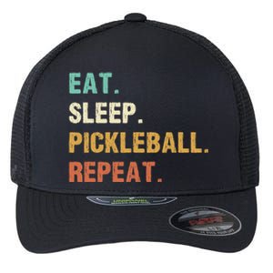 Eat Sleep Pickleball Repeat, Funny Pickleball Flexfit Unipanel Trucker Cap