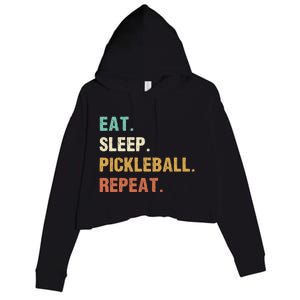 Eat Sleep Pickleball Repeat, Funny Pickleball Crop Fleece Hoodie