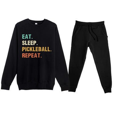 Eat Sleep Pickleball Repeat, Funny Pickleball Premium Crewneck Sweatsuit Set