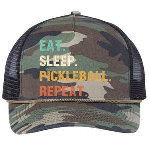 Eat Sleep Pickleball Repeat, Funny Pickleball Retro Rope Trucker Hat Cap