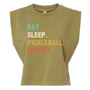 Eat Sleep Pickleball Repeat, Funny Pickleball Garment-Dyed Women's Muscle Tee