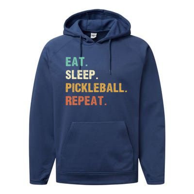 Eat Sleep Pickleball Repeat, Funny Pickleball Performance Fleece Hoodie