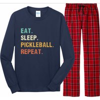 Eat Sleep Pickleball Repeat, Funny Pickleball Long Sleeve Pajama Set