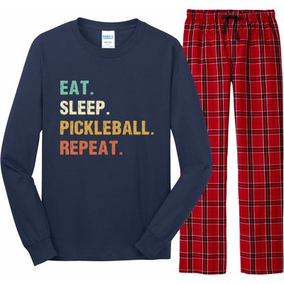 Eat Sleep Pickleball Repeat, Funny Pickleball Long Sleeve Pajama Set