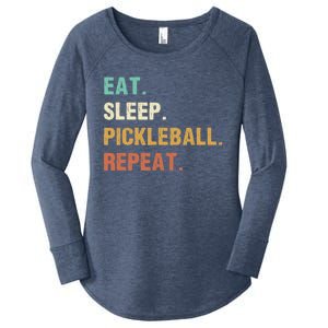 Eat Sleep Pickleball Repeat, Funny Pickleball Women's Perfect Tri Tunic Long Sleeve Shirt