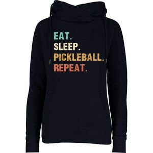 Eat Sleep Pickleball Repeat, Funny Pickleball Womens Funnel Neck Pullover Hood