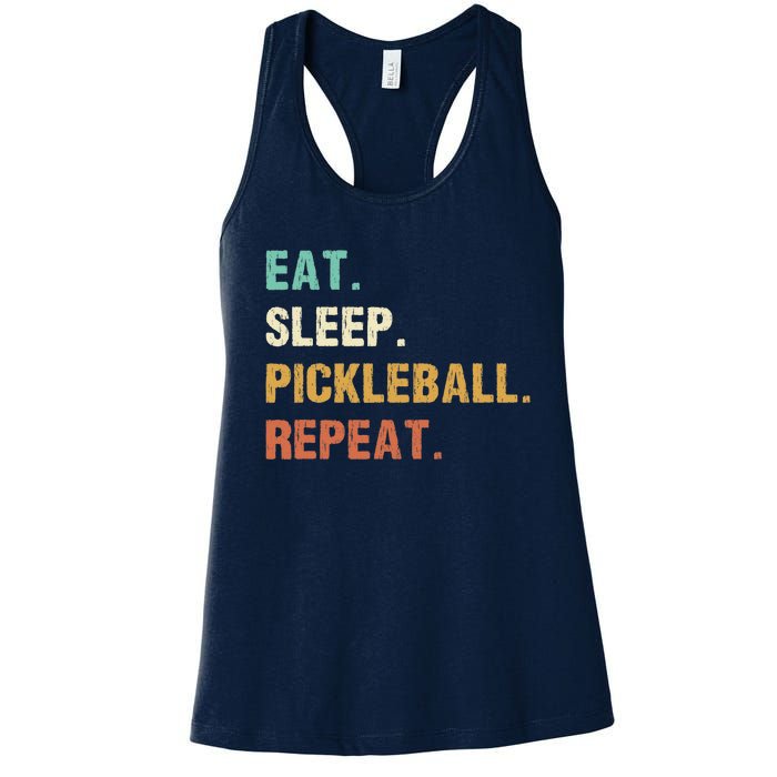 Eat Sleep Pickleball Repeat, Funny Pickleball Women's Racerback Tank