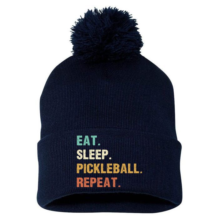 Eat Sleep Pickleball Repeat, Funny Pickleball Pom Pom 12in Knit Beanie