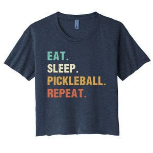 Eat Sleep Pickleball Repeat, Funny Pickleball Women's Crop Top Tee