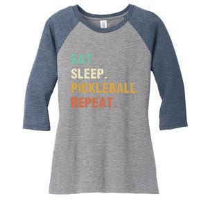 Eat Sleep Pickleball Repeat, Funny Pickleball Women's Tri-Blend 3/4-Sleeve Raglan Shirt