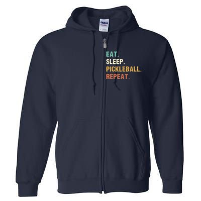 Eat Sleep Pickleball Repeat, Funny Pickleball Full Zip Hoodie