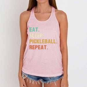 Eat Sleep Pickleball Repeat, Funny Pickleball Women's Knotted Racerback Tank