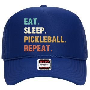 Eat Sleep Pickleball Repeat, Funny Pickleball High Crown Mesh Back Trucker Hat