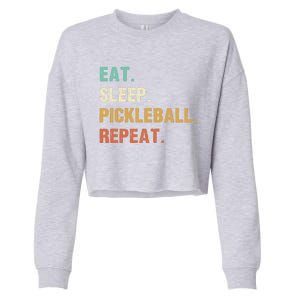 Eat Sleep Pickleball Repeat, Funny Pickleball Cropped Pullover Crew