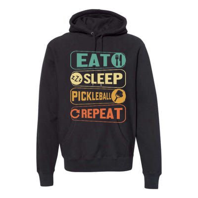 Eat Sleep Pickleball Repeat Funny Pickle Ball Game Premium Hoodie