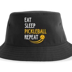 Eat Sleep Pickleball Repeat Player Funny Sustainable Bucket Hat