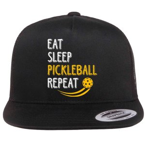 Eat Sleep Pickleball Repeat Player Funny Flat Bill Trucker Hat