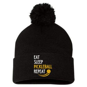 Eat Sleep Pickleball Repeat Player Funny Pom Pom 12in Knit Beanie