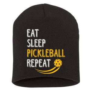 Eat Sleep Pickleball Repeat Player Funny Short Acrylic Beanie