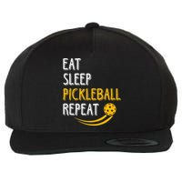 Eat Sleep Pickleball Repeat Player Funny Wool Snapback Cap