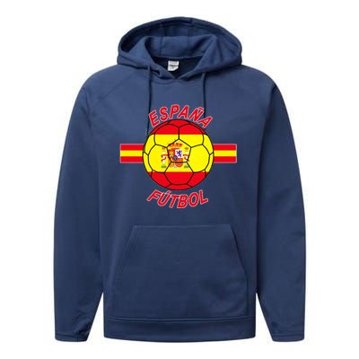 Espana Futbol Spain Soccer Logo Performance Fleece Hoodie