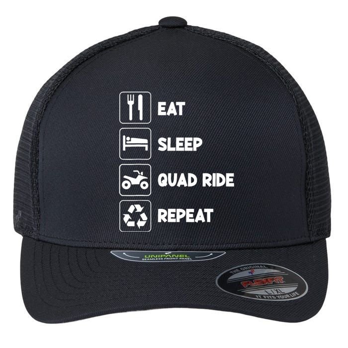 Eat Sleep Quad 4 Wheeler Repeat ATV Rider Riding Quad Runner Flexfit Unipanel Trucker Cap