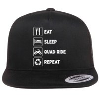 Eat Sleep Quad 4 Wheeler Repeat ATV Rider Riding Quad Runner Flat Bill Trucker Hat