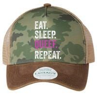 Eat Sleep Queef Repeat Queef Inappropriate Queefing Joke Legacy Tie Dye Trucker Hat