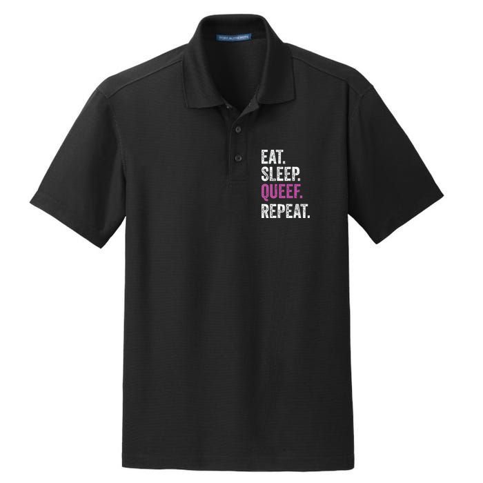 Eat Sleep Queef Repeat Queef Inappropriate Queefing Joke Dry Zone Grid Polo