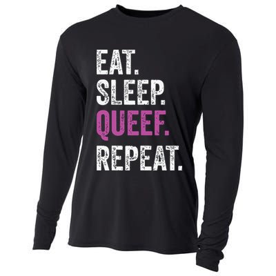 Eat Sleep Queef Repeat Queef Inappropriate Queefing Joke Cooling Performance Long Sleeve Crew