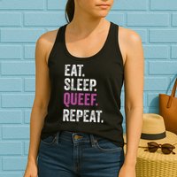 Eat Sleep Queef Repeat Queef Inappropriate Queefing Joke Womens Tank Top
