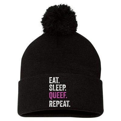 Eat Sleep Queef Repeat Queef Inappropriate Queefing Joke Pom Pom 12in Knit Beanie